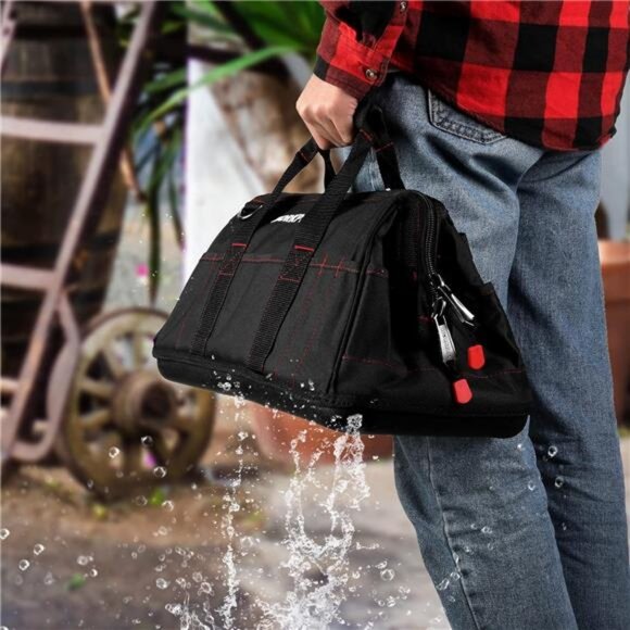 16-inch Close Top Wide Mouth Tool Storage Bag with Water Proof Rubber - Picture 2 of 7